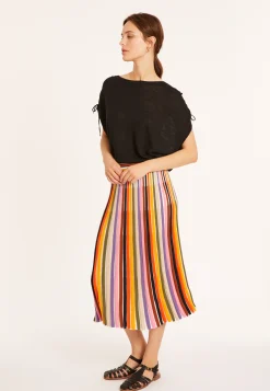 Maison Montagut T-Shirt En Lin Flamme Resserrage Epaules - Marine><noscript><img width=