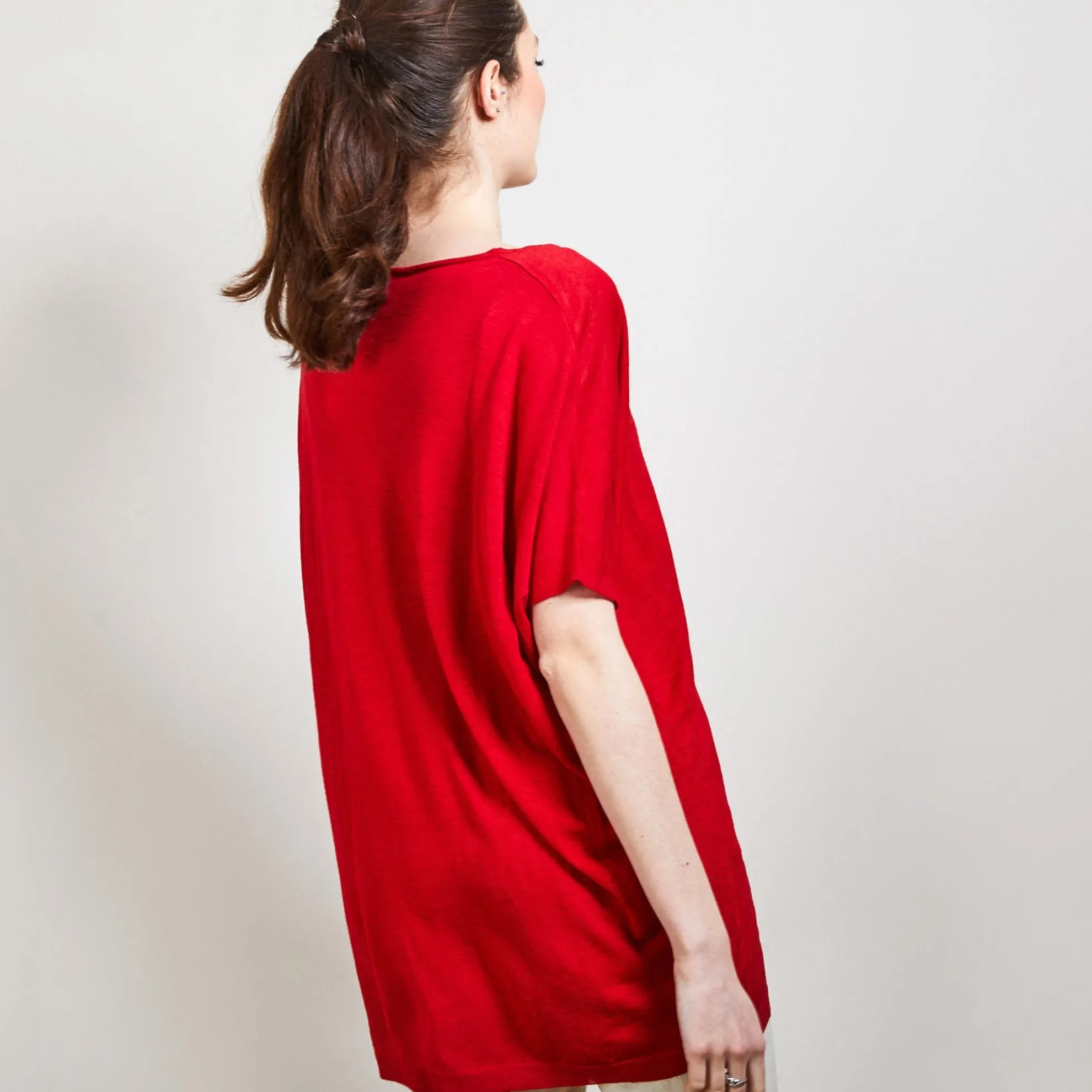 Maison Montagut T-Shirt Long En Lin Flamme - Bil>Femme T-Shirts