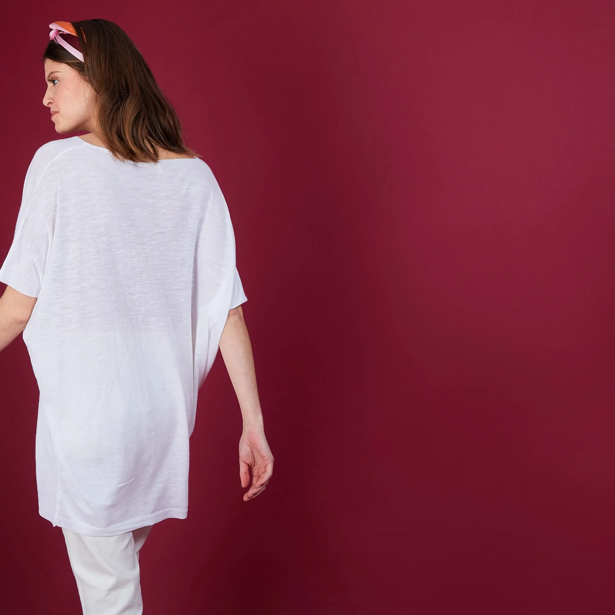 Maison Montagut T-Shirt Long En Lin Flamme - Bil>Femme T-Shirts