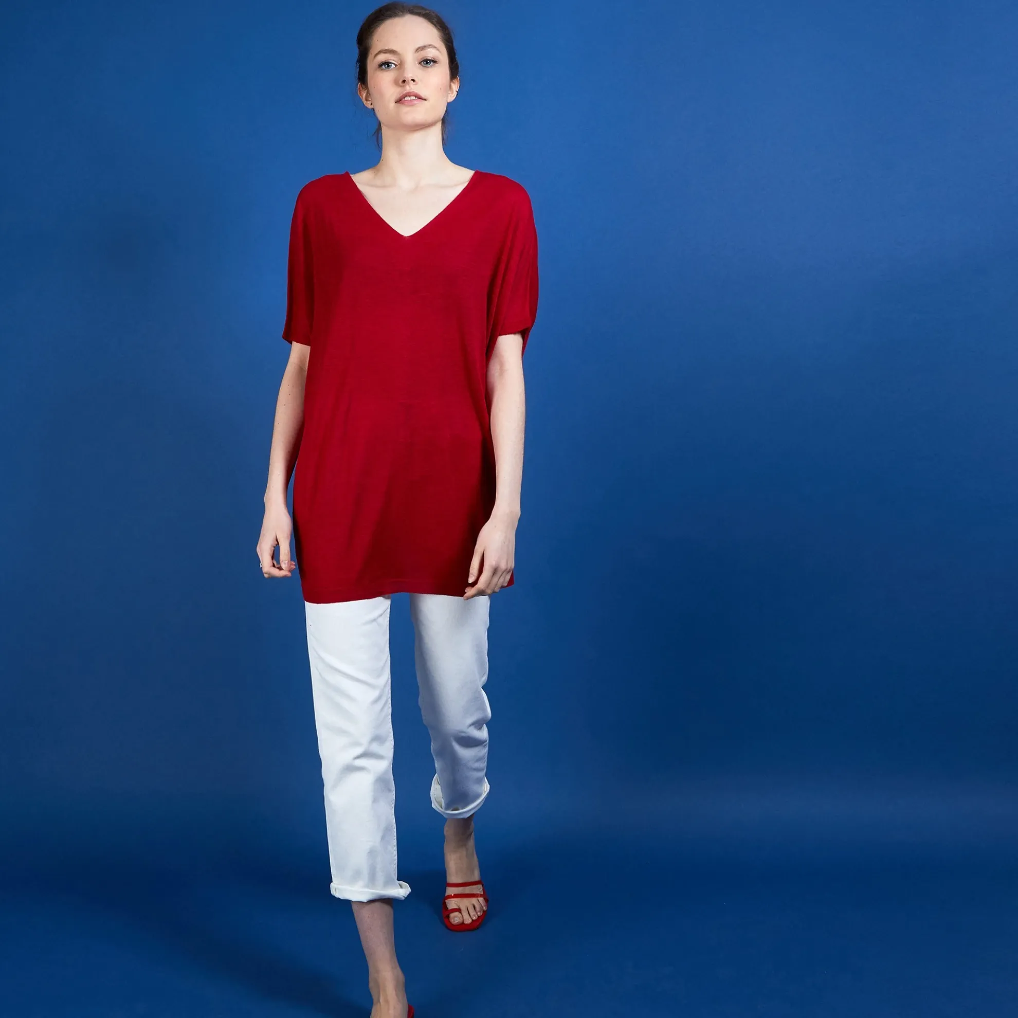 Maison Montagut T-Shirt Long En Lin Flamme - Bil>Femme T-Shirts