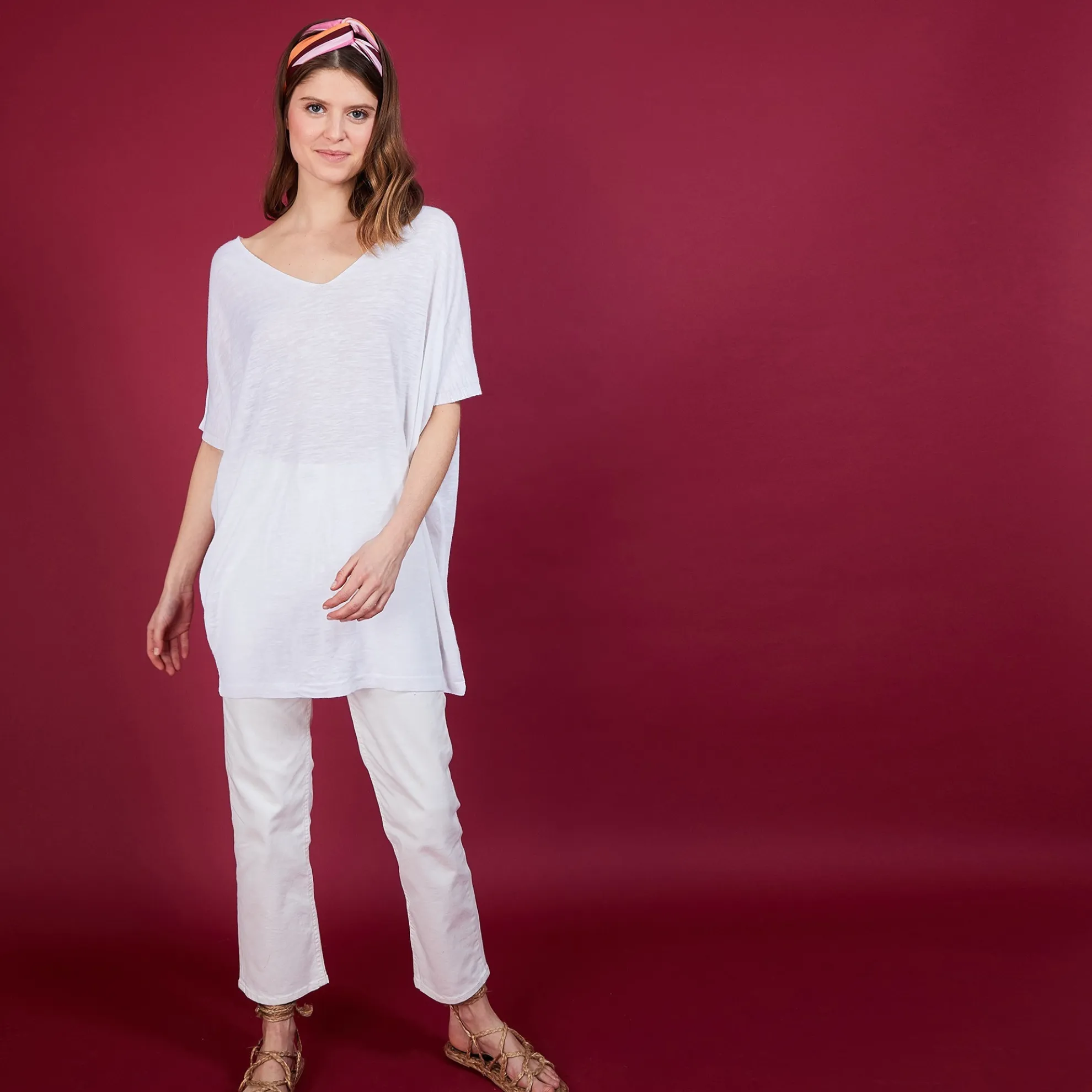 Maison Montagut T-Shirt Long En Lin Flamme - Bil>Femme T-Shirts