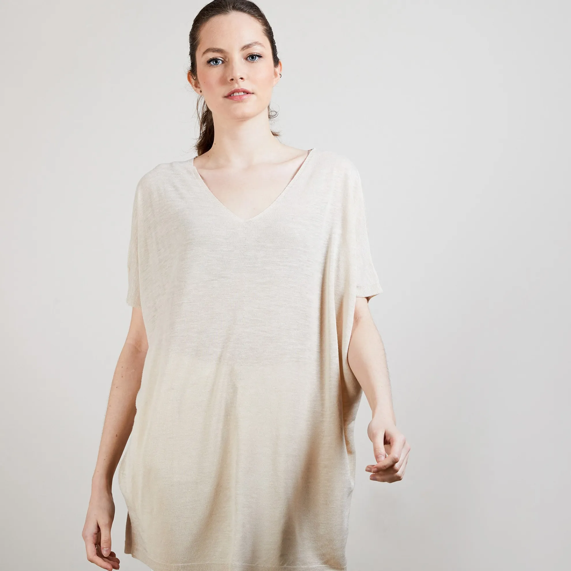 Maison Montagut T-Shirt Long En Lin Flamme - Bil>Femme T-Shirts