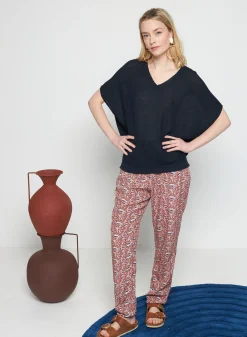 Maison Montagut T-Shirt Manche Chauve-Souris En Lin Flamme - Tarra><noscript><img width=