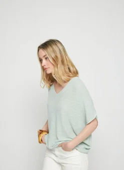 Maison Montagut T-Shirt Manche Chauve-Souris En Lin Flamme - Tarra><noscript><img width=