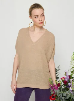 Maison Montagut T-Shirt Manche Chauve-Souris En Lin Flamme - Tarra><noscript><img width=