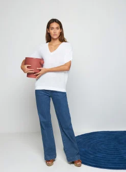 Maison Montagut T-Shirt Manche Chauve-Souris En Lin Flamme - Tarra><noscript><img width=