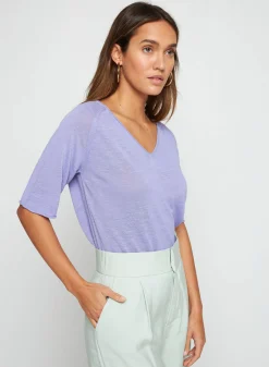 Maison Montagut T-Shirt Manches Coudes En Lin Flamme - Bonbon><noscript><img width=