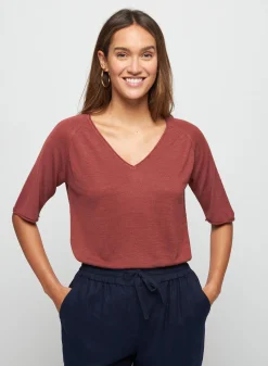 Maison Montagut T-Shirt Manches Coudes En Lin Flamme - Bonbon><noscript><img width=