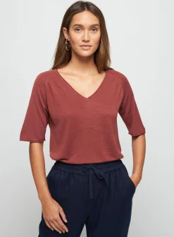 Maison Montagut T-Shirt Manches Coudes En Lin Flamme - Bonbon><noscript><img width=