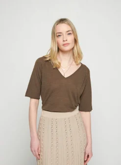 Maison Montagut T-Shirt Manches Coudes En Lin Flamme - Bonbon><noscript><img width=