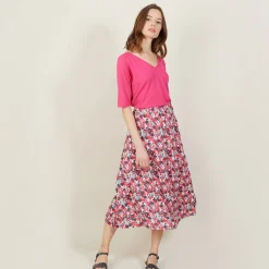 Maison Montagut T-Shirt Manches Coudes En Lin Flamme - Bonbon><noscript><img width=