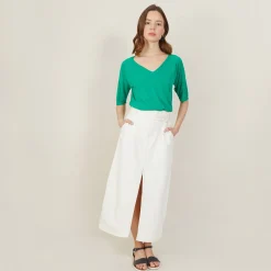 Maison Montagut T-Shirt Manches Coudes En Lin Flamme - Bonbon><noscript><img width=