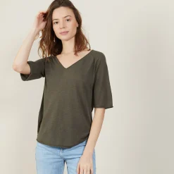 Maison Montagut T-Shirt Manches Coudes En Lin Flamme - Bonbon><noscript><img width=