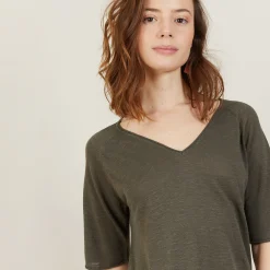 Maison Montagut T-Shirt Manches Coudes En Lin Flamme - Bonbon><noscript><img width=