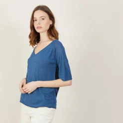 Maison Montagut T-Shirt Manches Coudes En Lin Flamme - Bonbon><noscript><img width=