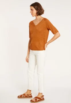 Maison Montagut T-Shirt Manches Coudes En Lin Flamme - Bonbon><noscript><img width=