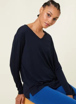 Maison Montagut T-Shirt Manches Longues En Bambou Cachemire A Fentes - Aelys><noscript><img width=