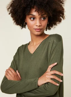 Maison Montagut T-Shirt Manches Longues En Bambou Cachemire A Fentes - Aelys><noscript><img width=