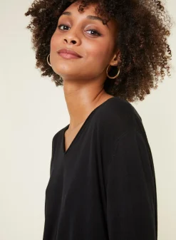 Maison Montagut T-Shirt Manches Longues En Bambou Cachemire A Fentes - Aelys><noscript><img width=