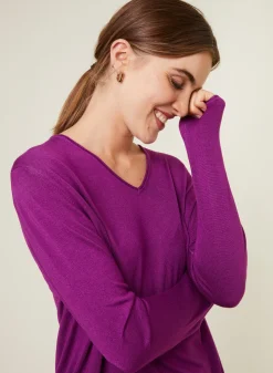 Maison Montagut T-Shirt Manches Longues En Bambou Cachemire A Fentes - Aelys><noscript><img width=