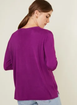 Maison Montagut T-Shirt Manches Longues En Bambou Cachemire A Fentes - Aelys><noscript><img width=