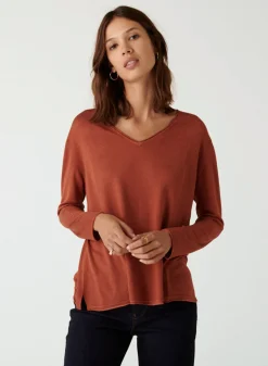 Maison Montagut T-Shirt Manches Longues En Bambou Cachemire A Fentes - Aelys><noscript><img width=