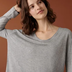 Maison Montagut T-Shirt Manches Longues En Bambou Cachemire A Fentes - Aelys><noscript><img width=