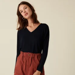 Maison Montagut T-Shirt Manches Longues En Bambou Cachemire A Fentes - Aelys><noscript><img width=