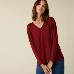 Maison Montagut T-Shirt Manches Longues En Bambou Cachemire A Fentes - Aelys><noscript><img width=