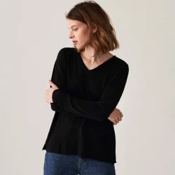 Maison Montagut T-Shirt Manches Longues En Bambou Cachemire A Fentes - Aelys><noscript><img width=