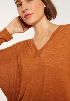 Maison Montagut T-Shirt Oversize Col V En Lin Flamme - Beja><noscript><img width=