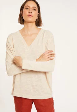 Maison Montagut T-Shirt Oversize Col V En Lin Flamme - Beja><noscript><img width=