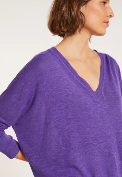 Maison Montagut T-Shirt Oversize Col V En Lin Flamme - Beja><noscript><img width=