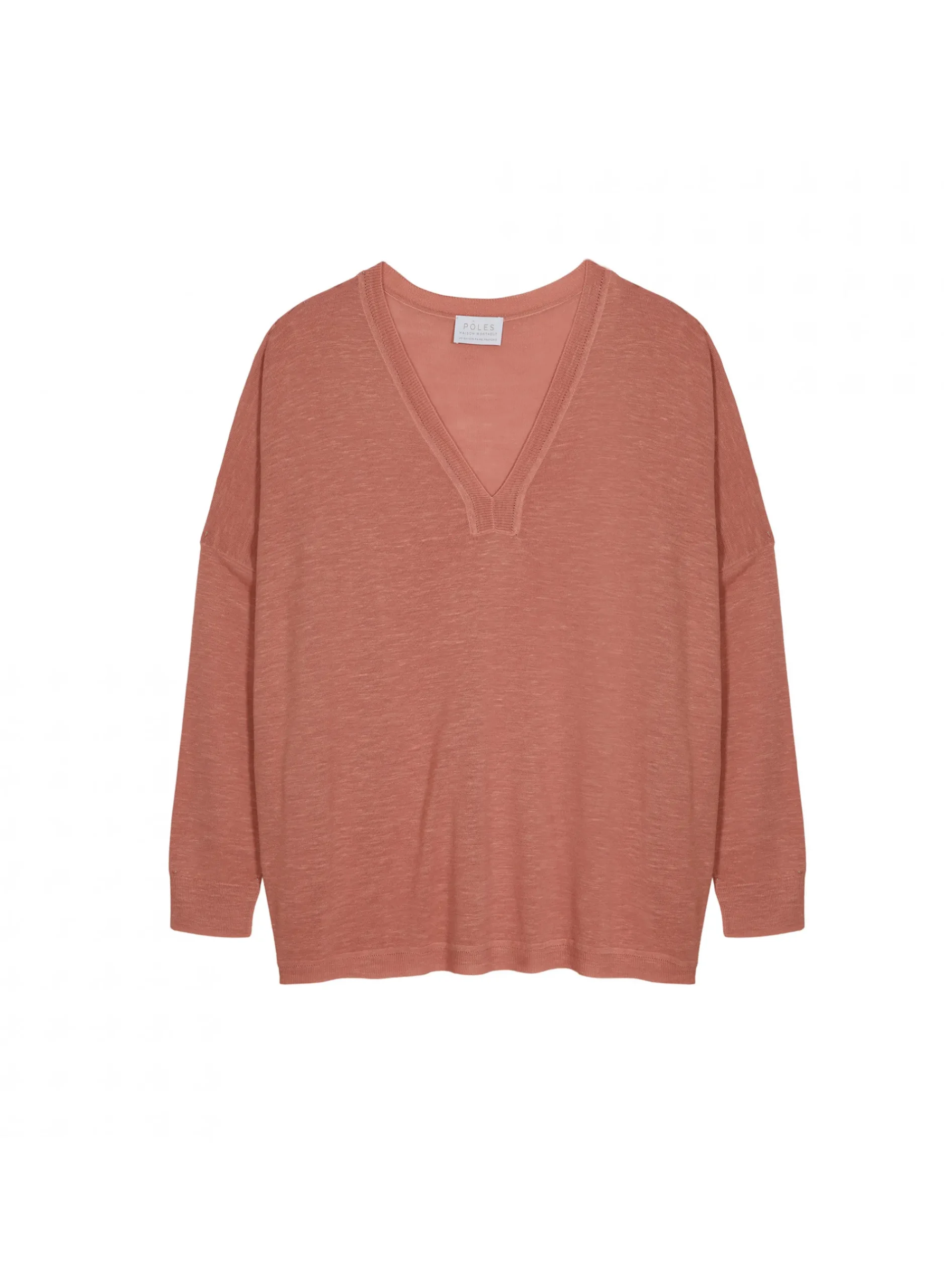 Maison Montagut T-Shirt Oversize Col V En Lin Flamme - Beja>Femme T-Shirts