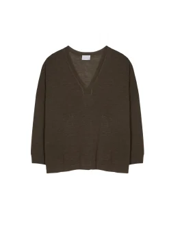 Maison Montagut T-Shirt Oversize Col V En Lin Flamme - Beja><noscript><img width=