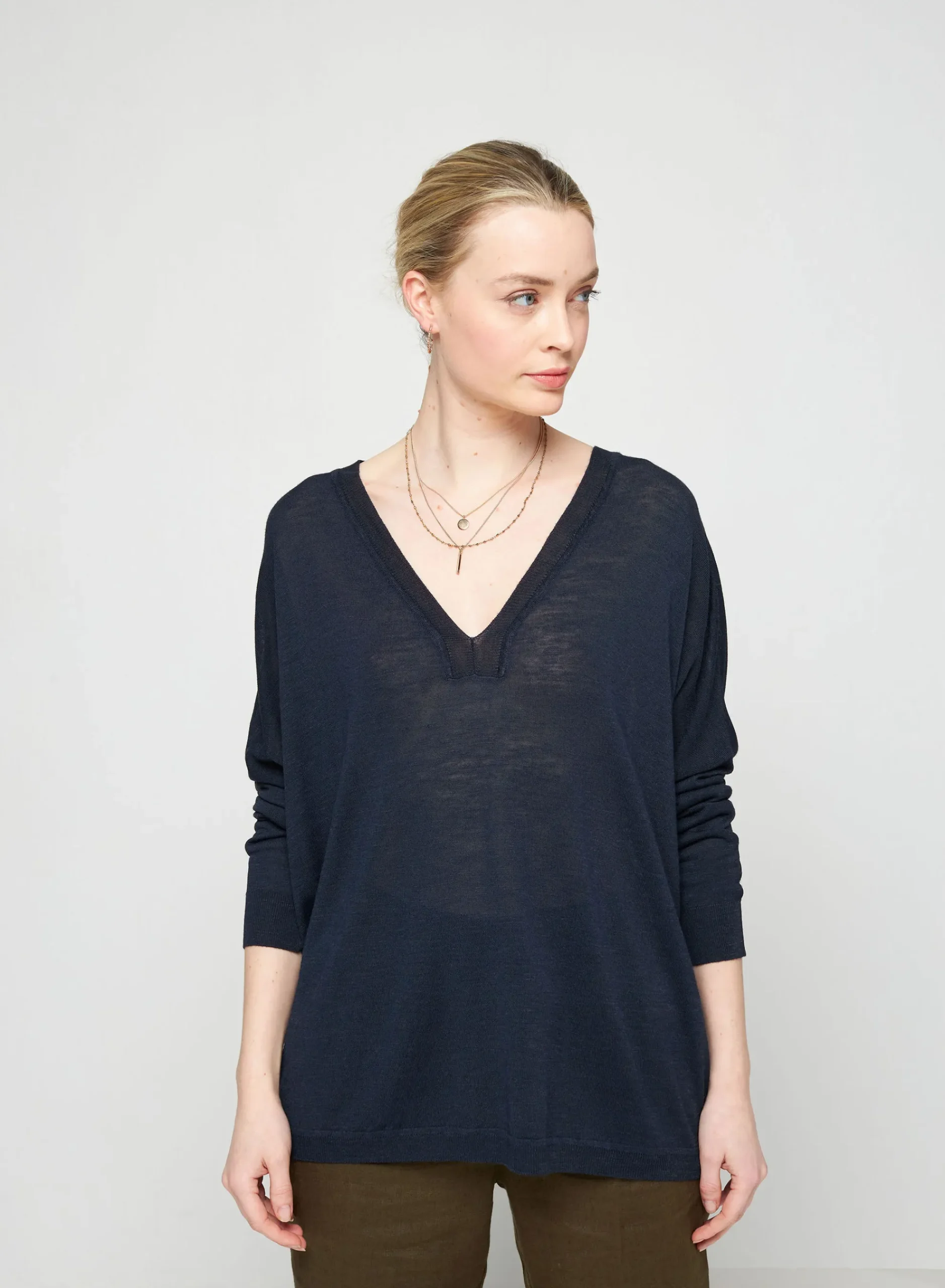 Maison Montagut T-Shirt Oversize Col V En Lin Flamme - Beja>Femme T-Shirts