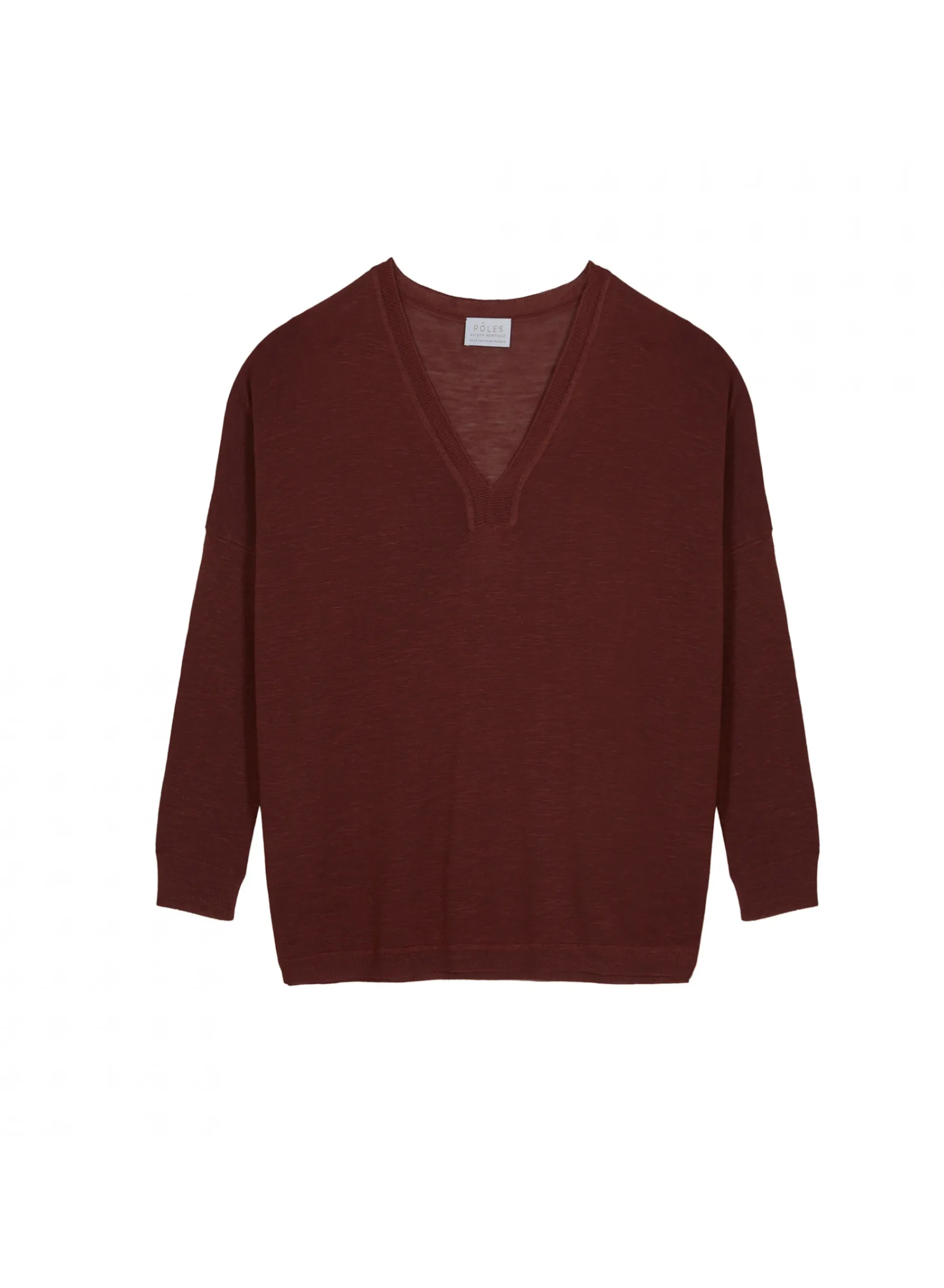 Maison Montagut T-Shirt Oversize Col V En Lin Flamme - Beja>Femme T-Shirts