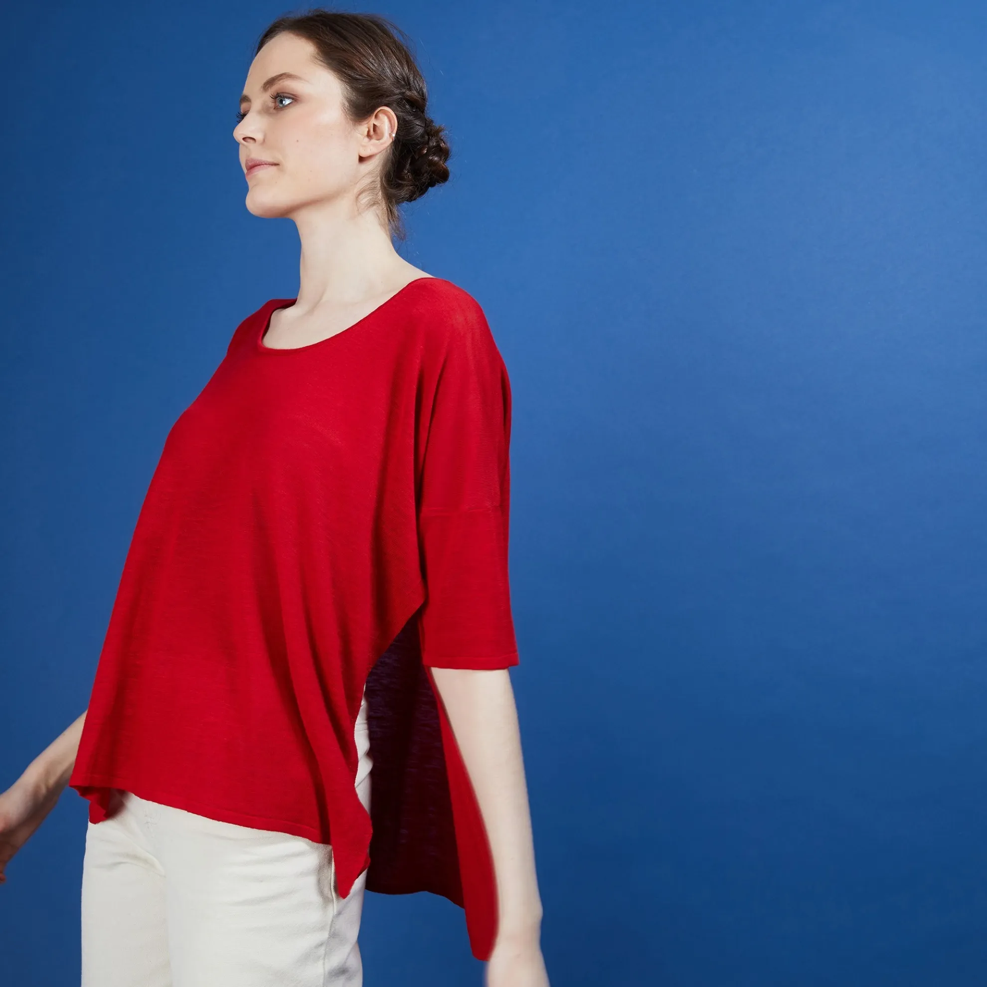 Maison Montagut T-Shirt Oversize En Lin Flamme - Batalya>Femme T-Shirts