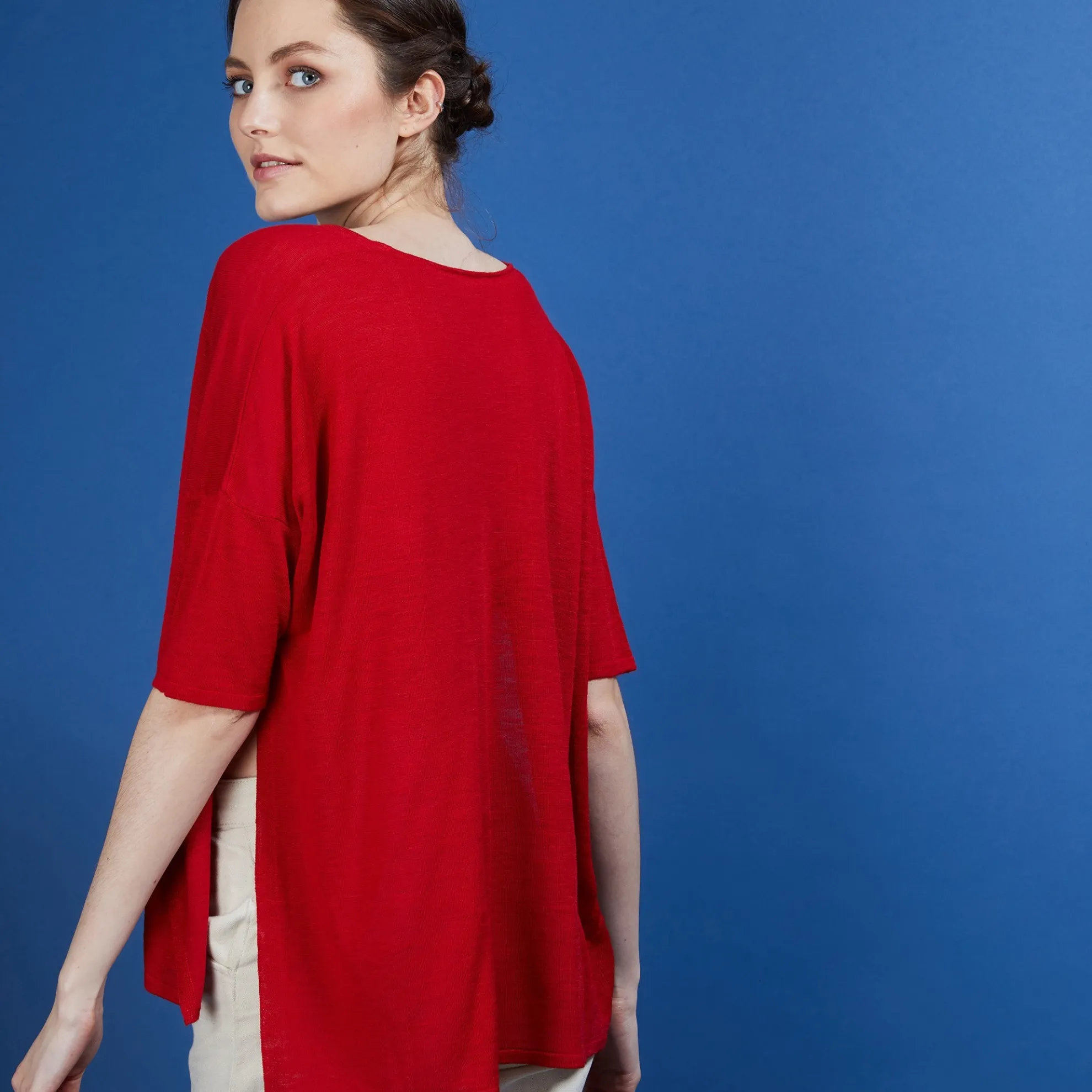 Maison Montagut T-Shirt Oversize En Lin Flamme - Batalya>Femme T-Shirts