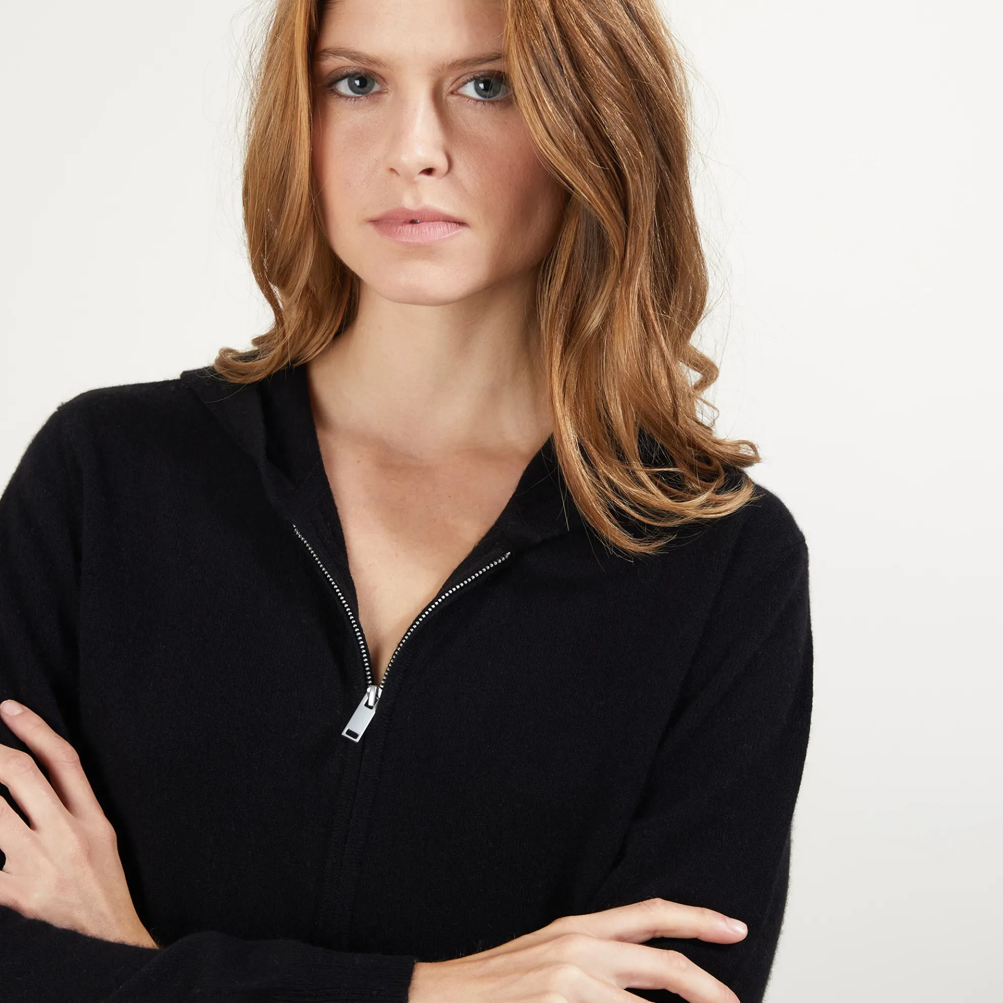 Maison Montagut Veste En Cachemire Zippee A Capuche - Bambou>Femme Vestes Et Gilets