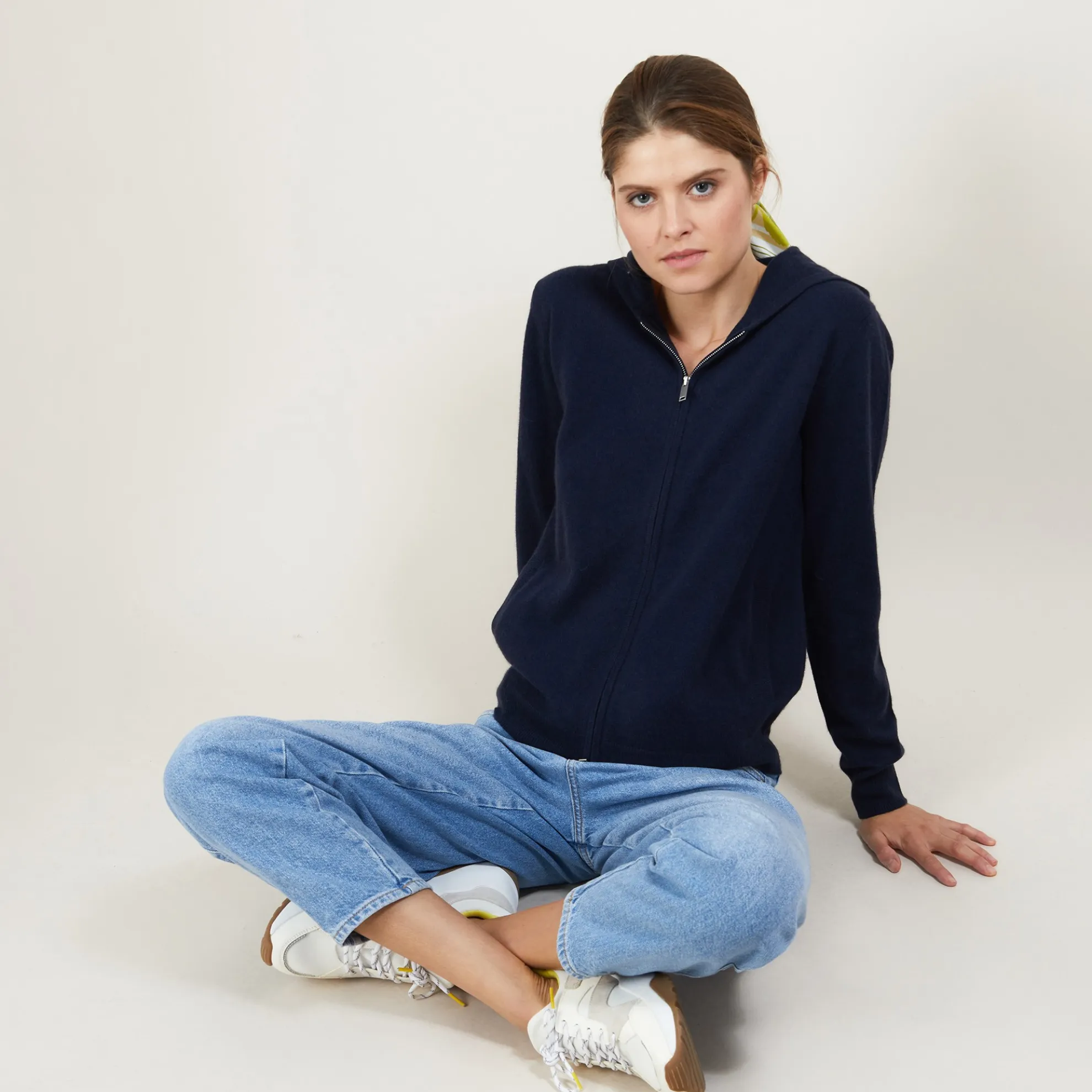 Maison Montagut Veste En Cachemire Zippee A Capuche - Bambou>Femme Vestes Et Gilets