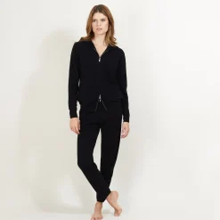 Maison Montagut Veste En Cachemire Zippee A Capuche - Bambou><noscript><img width=